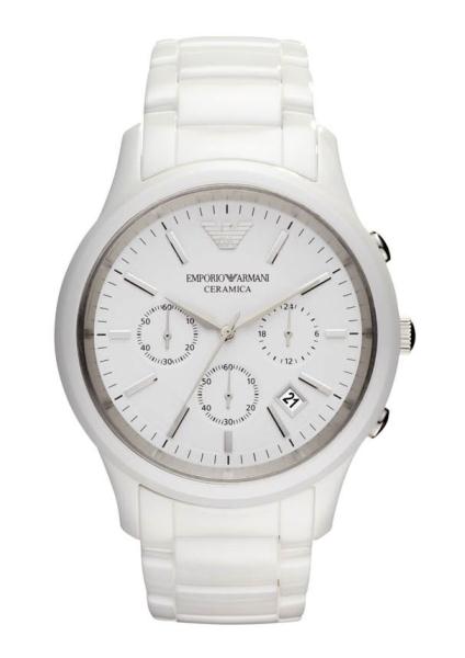 white ceramic watch armani