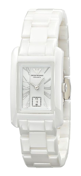 white ceramic watch armani