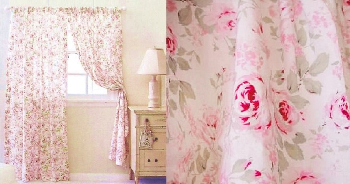 2 Simply Shabby Chic Rosalie Floral Curtain Panels Pink Roses 52/"x84/" Retired