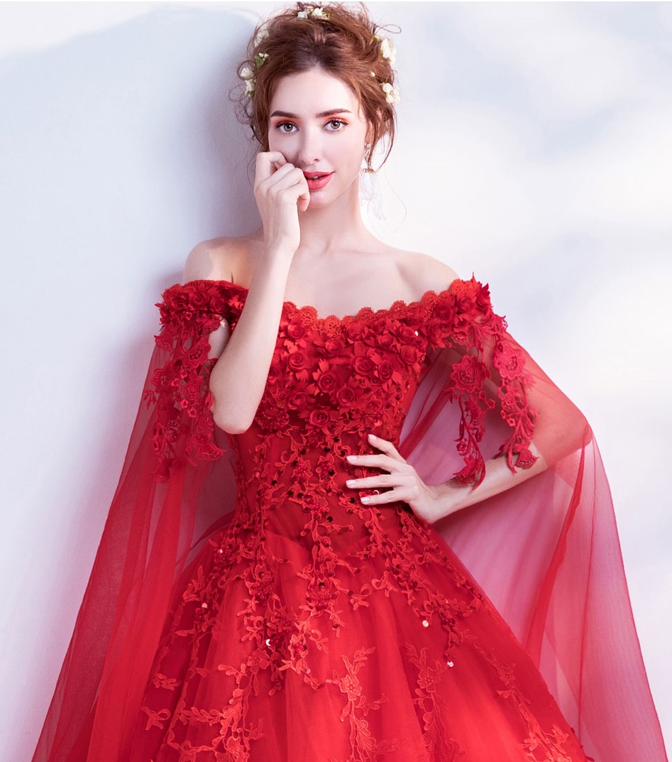 rose red wedding dresses