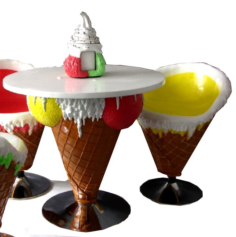 China Ice Cream Table and Chairs Sets Fiberglass Ice Cream Seats